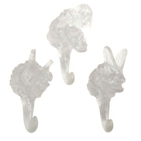 3pcs Transparent Simulated Dinosaur Fossils Hooks Simulation Skeleton Resin Wall Hangers Coat Hooks Key Hooks