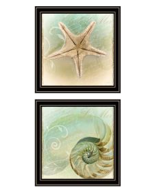 "The Sea I & Sea II" 2-Piece Vignette by Sophie 6; Ready to Hang Framed Print; Black Frame