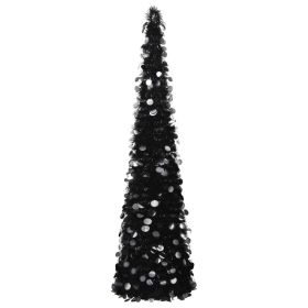 vidaXL Pop-up Artificial Christmas Tree Black 6 ft PET