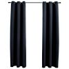 vidaXL Blackout Curtains with Rings 2 pcs Black 37"x63" Fabric