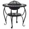 vidaXL Mosaic Fire Pit Table Black and White 26.8" Ceramic