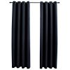 vidaXL Blackout Curtains with Rings 2 pcs Black 54"x63" Fabric