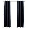 vidaXL Blackout Curtains with Rings 2 pcs Black 37"x63" Fabric