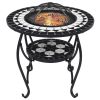 vidaXL Mosaic Fire Pit Table Black and White 26.8" Ceramic