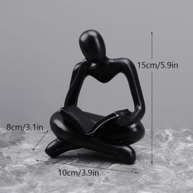 NORTHEUINS Reading Man Resin Figurine for Study Room Desktop Abstract Thinker Figure Ornament Home Living Room Office Decoration (Color: Black Left)