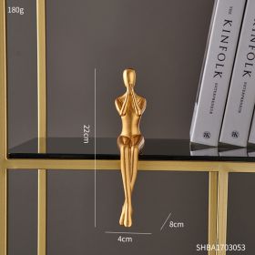 Abstract Golden Sculpture &amp; Figurines for Interior Resin Figure Statue Modern Home Decor Desk Accessories Nordic Room Decoration (Color: Expectation)