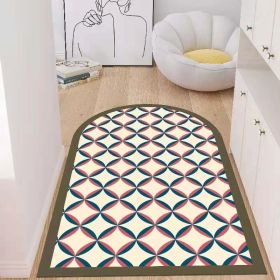 Simple Geometric Home Entrance Floor Mat Crystal Velvet Absorbent Non-slip Arched Rectangle Carpet Home Decoration Foot Mat Semi-circle Door Mat (Main Color: 06 Arched)