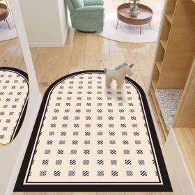 Simple Geometric Home Entrance Floor Mat Crystal Velvet Absorbent Non-slip Arched Rectangle Carpet Home Decoration Foot Mat Semi-circle Door Mat (Main Color: 07 Arched)