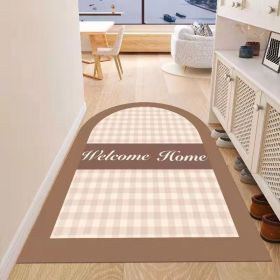 Simple Geometric Home Entrance Floor Mat Crystal Velvet Absorbent Non-slip Arched Rectangle Carpet Home Decoration Foot Mat Semi-circle Door Mat (Main Color: 08 Arched)