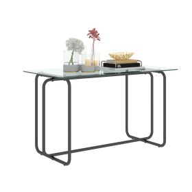 5-piece Rectangle Dining Table Set with Metal Frame; Tempered Glass Dining Table for Kitchen Room; Black (Color: Transparent)