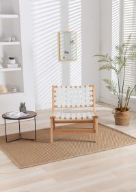 COOLMORE Solid Wood Frame Chair With White Wool Carpet. Modern Accent Chair Lounge Chair for Living Room (Color: as Pic)