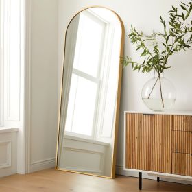 Modern Arch-top Full Length Mirror (Color: Gold)