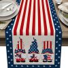 1PC Rectangle Linen Blend Striped Table Runners; Independence Day Home Decoration