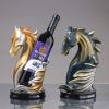 NORTHEUINS Resin Horse Head Wine Rack Figurines Interior Bottle Holder Storage Ornaments Home Living Room Tabletop Decorations