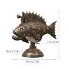 NORTHEUINS Resin Retro Steampunk Blackfish Figurines Black Whale Classic American Craft Home Living Room Office Decor Accessorie